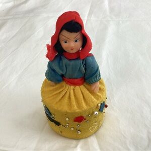 Vintage handmade Little Red Riding Hood PIN CUSHION.  Pre-Owned 1950s